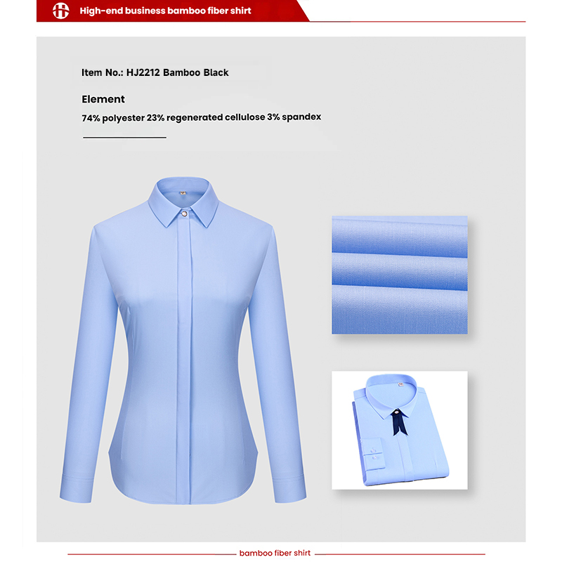 Solid Color Elastic Non-Iron Professional Wear Anti-Wrinkle Women's Work Wear Bamboo Fiber Shirt Ladies Long-Sleeved Shirt