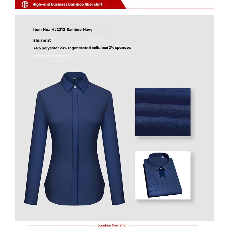 Solid Color Elastic Non-Iron Professional Wear Anti-Wrinkle Women's Work Wear Bamboo Fiber Shirt Ladies Long-Sleeved Shirt