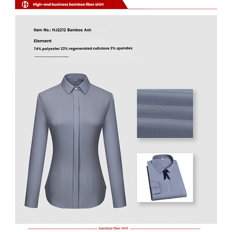 Solid Color Elastic Non-Iron Professional Wear Anti-Wrinkle Women's Work Wear Bamboo Fiber Shirt Ladies Long-Sleeved Shirt