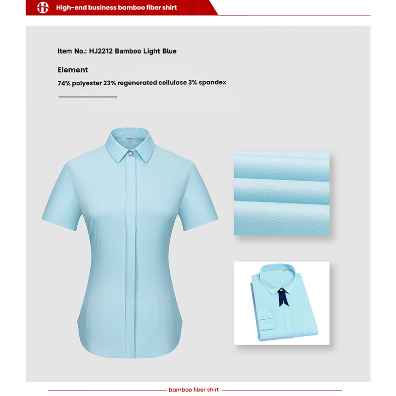 Solid Color Elastic Non-Iron Professional Wear Anti-Wrinkle Women's Work Wear Bamboo Fiber Shirt Ladies Long-Sleeved Shirt